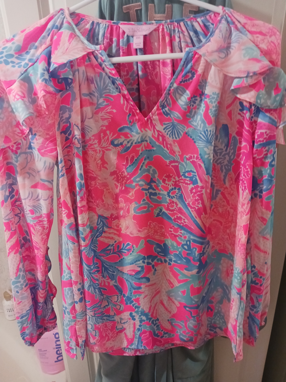 Lilly Pulitzer Pink Aqua Coral Floral Top XXS